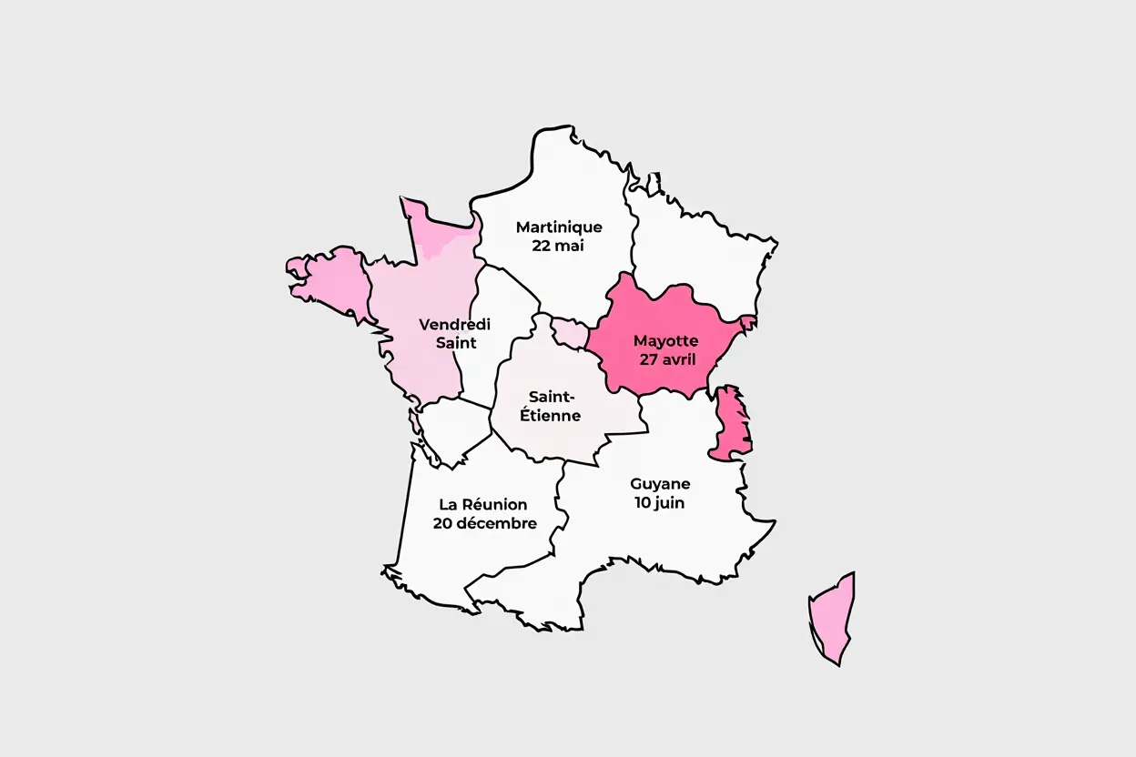 Régions et jours fériés spécifiques 2026