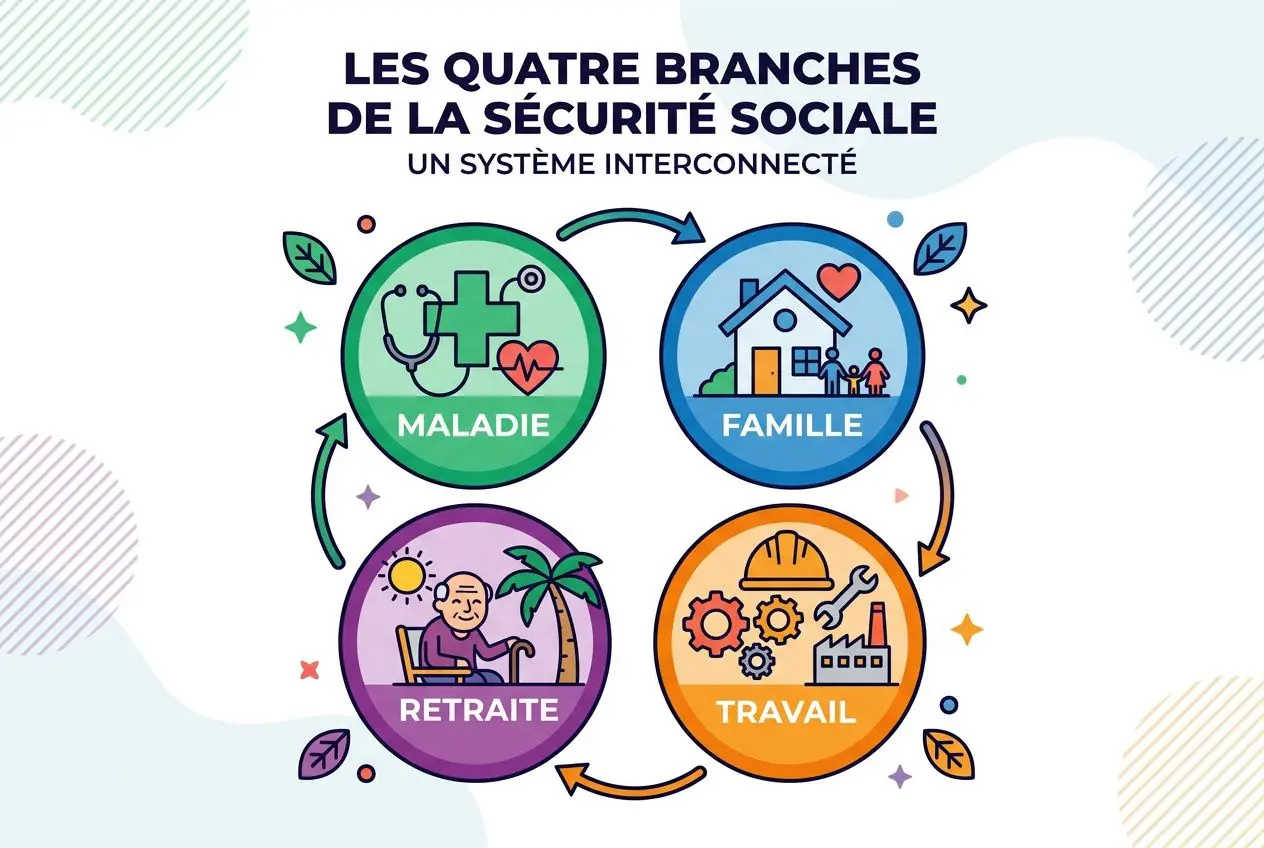 Les quatre branches de la sécurité sociale