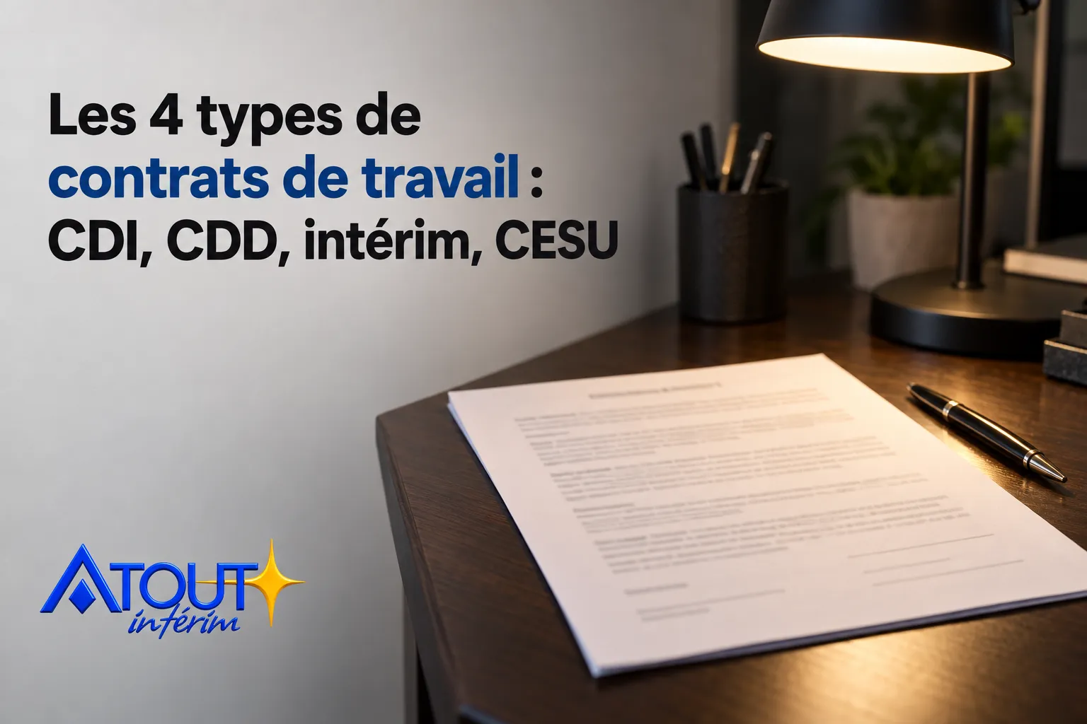Les 4 types de contrats de travail : CDI, CDD, intérim, CESU
